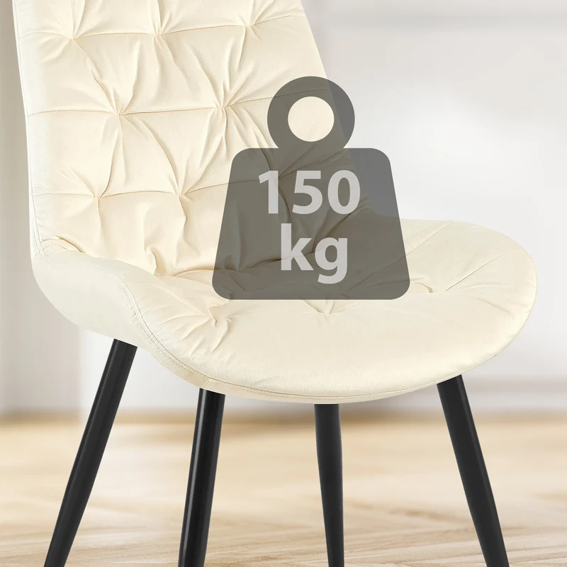 Chaise de salle à manger x1 en velours crème cadre en métal noir confort & élégance intemporelle 10_0007224