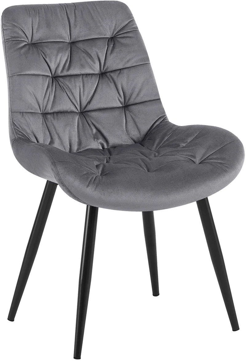 Chaise de salle à manger x1 en velours gris cadre en métal noir confort & élégance intemporelle 10_0007223