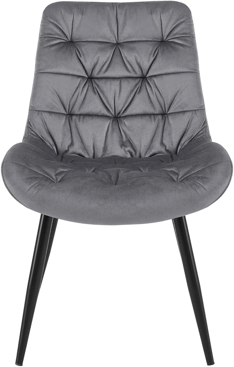 Chaise de salle à manger x1 en velours gris cadre en métal noir confort & élégance intemporelle 10_0007223