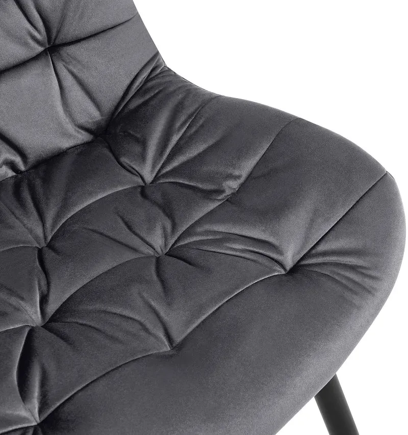 Chaise de salle à manger x1 en velours gris cadre en métal noir confort & élégance intemporelle 10_0007223