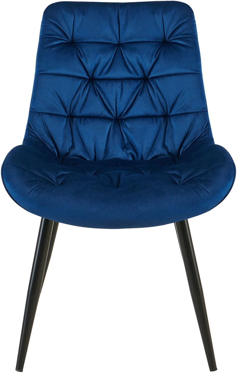Chaise de salle à manger x1 en velours bleu foncé cadre en métal noir confort & élégance intemporelle 10_0007222