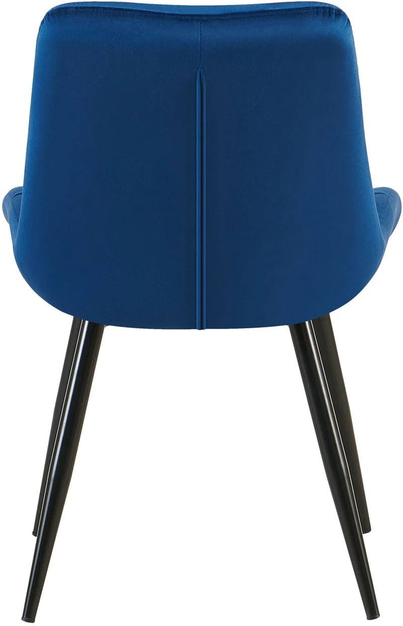 Chaise de salle à manger x1 en velours bleu foncé cadre en métal noir confort & élégance intemporelle 10_0007222