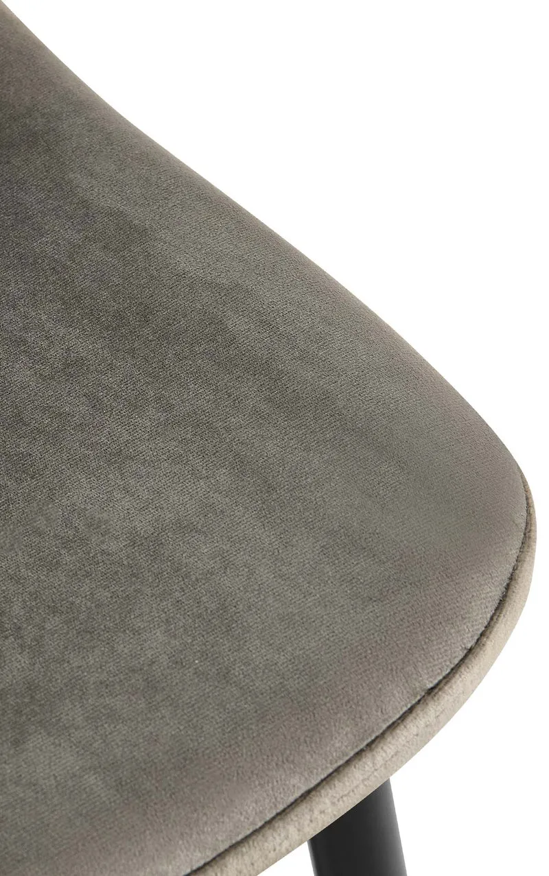 Chaise de salle à manger x1 confort rembourré & design moderne en velours anthracite cadre en métal noir 10_0007221