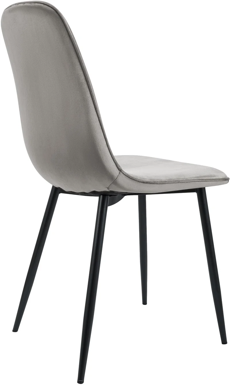 Chaise de salle à manger cuisine x1 design moderne en velours gris clair cadre en métal noir 10_0007219