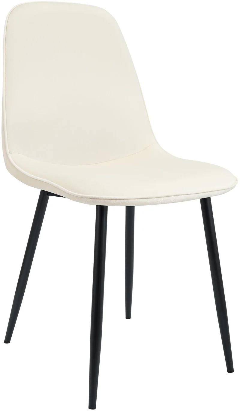 Chaise de salle à manger cuisine x1 design moderne en velours crème cadre en métal noir 10_0007218