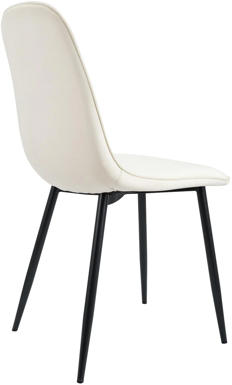 Chaise de salle à manger cuisine x1 design moderne en velours crème cadre en métal noir 10_0007218