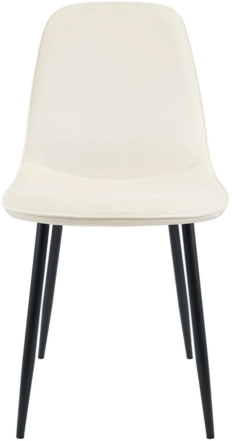 Chaise de salle à manger cuisine x1 design moderne en velours crème cadre en métal noir 10_0007218