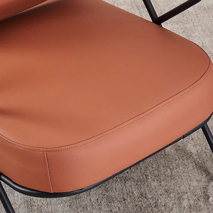 Contemporary Scandinavian Square Metal Artificial Leather Ash Wood Accent Chair Backrest Armrest For Living Room