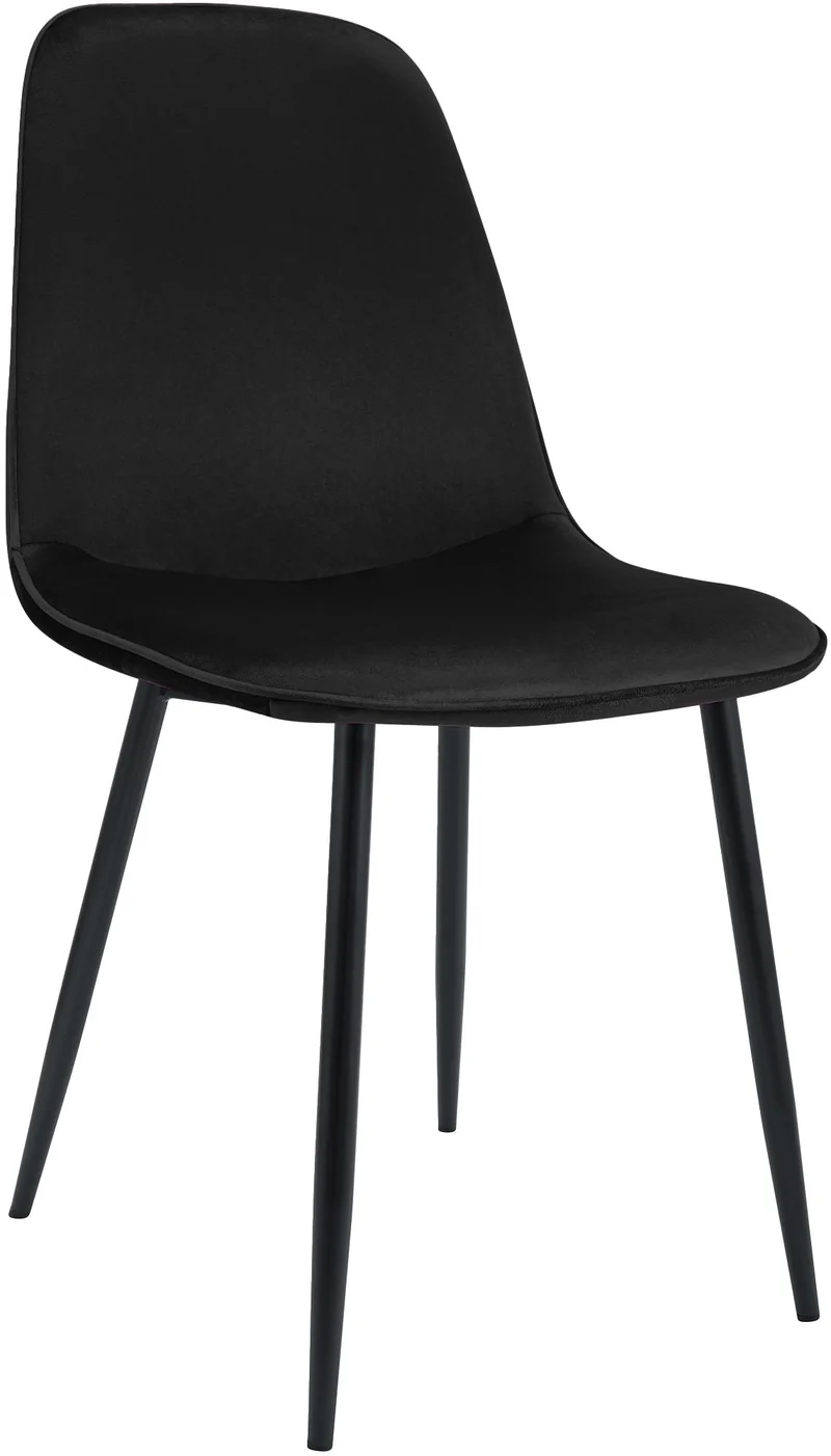 Chaise de salle à manger cuisine x1 design moderne en velours noir cadre en métal noir 10_0007217