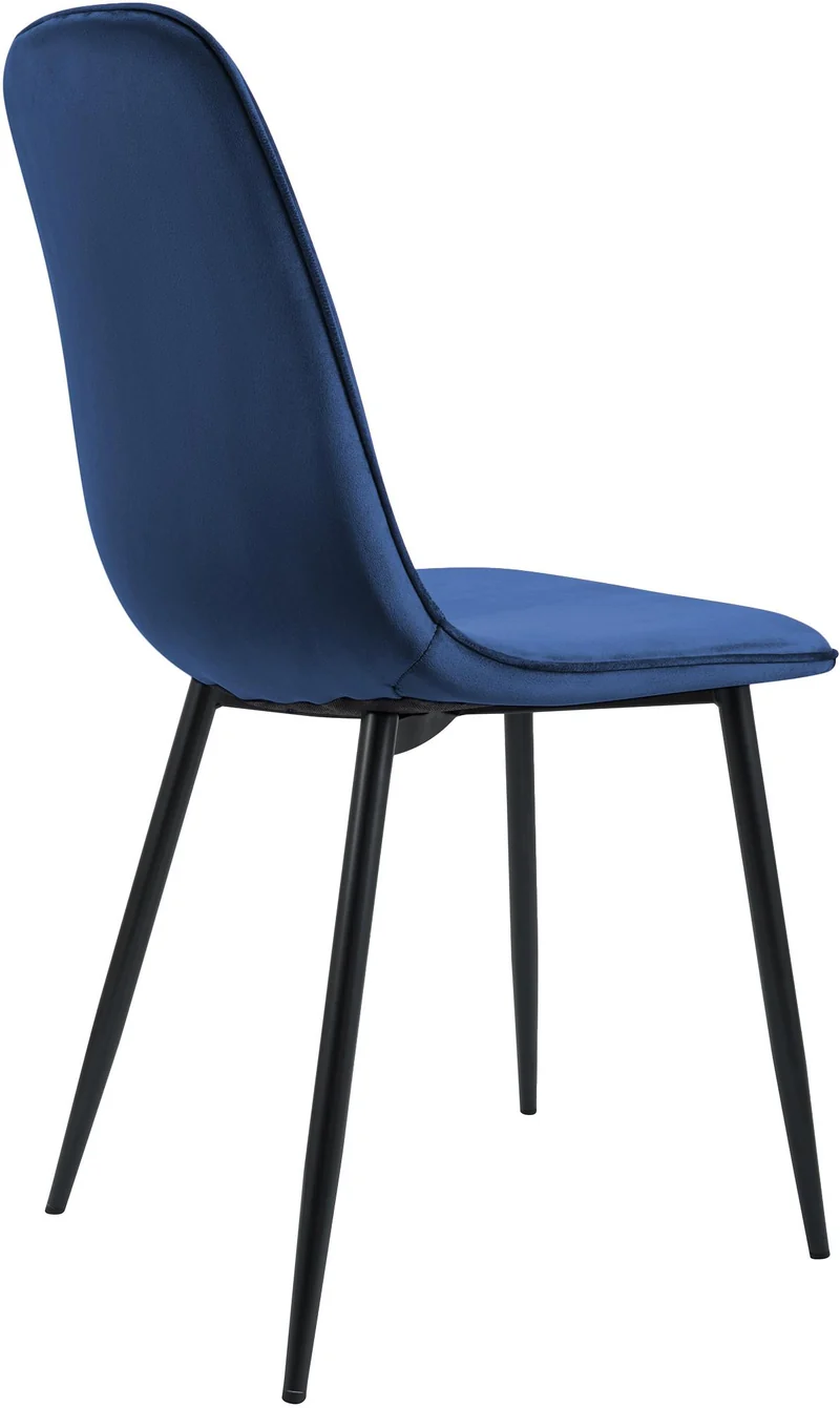 Chaise de salle à manger cuisine x1 design moderne en velours bleu foncé cadre en métal noir 10_0007215
