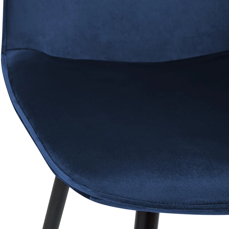 Chaise de salle à manger cuisine x1 design moderne en velours bleu foncé cadre en métal noir 10_0007215