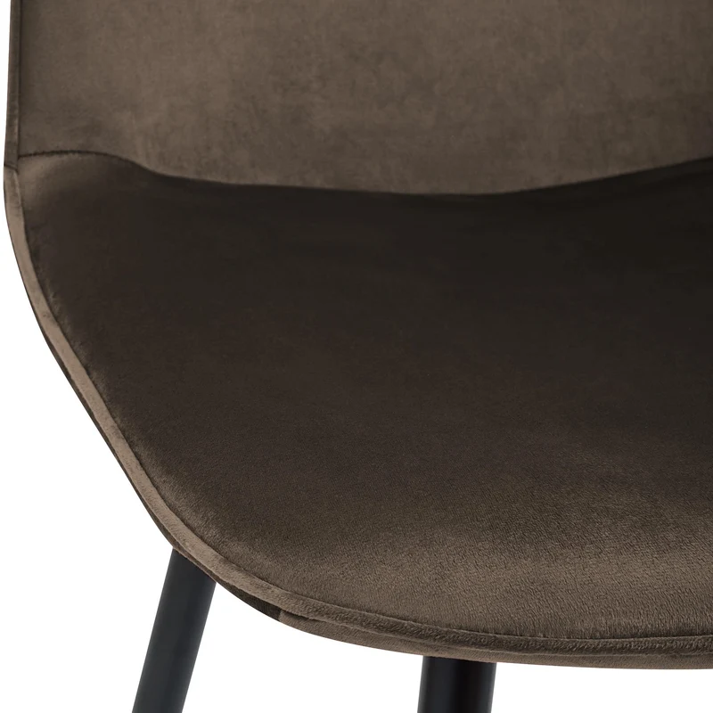 Chaise de salle à manger cuisine x1 design moderne en velours marron cadre en métal noir 10_0007213