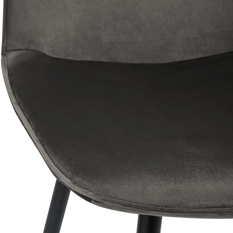 Chaise de salle à manger cuisine x1 design moderne en velours anthracite cadre en métal noir 10_0007212