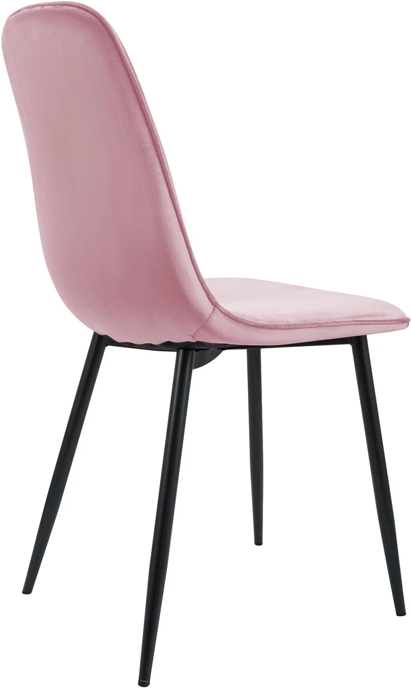 Chaise de salle à manger cuisine x1 design moderne en velours rose cadre en métal noir 10_0007211