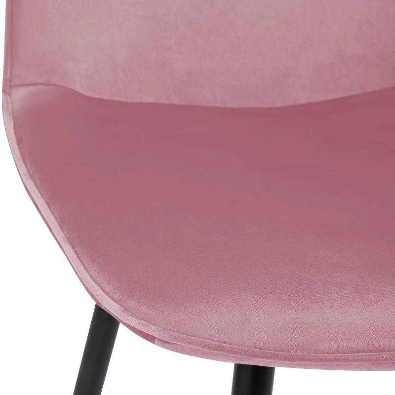Chaise de salle à manger cuisine x1 design moderne en velours rose cadre en métal noir 10_0007211