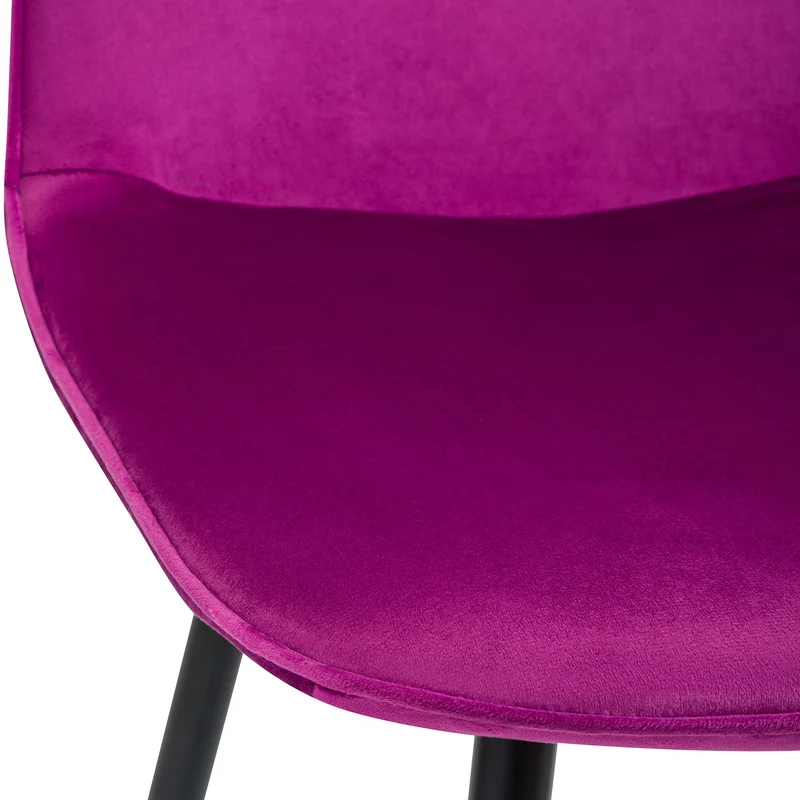 Chaise de salle à manger cuisine x1 design moderne en velours violet cadre en métal noir 10_0007210