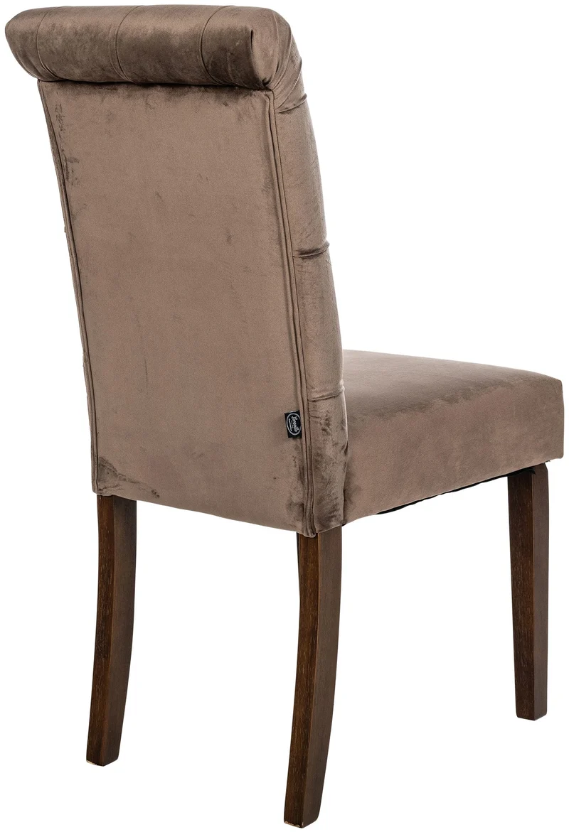 Chaise de salle à manger x1 élégance capitonnée et confort en velours marron cadre en bois marron foncé 10_0007209