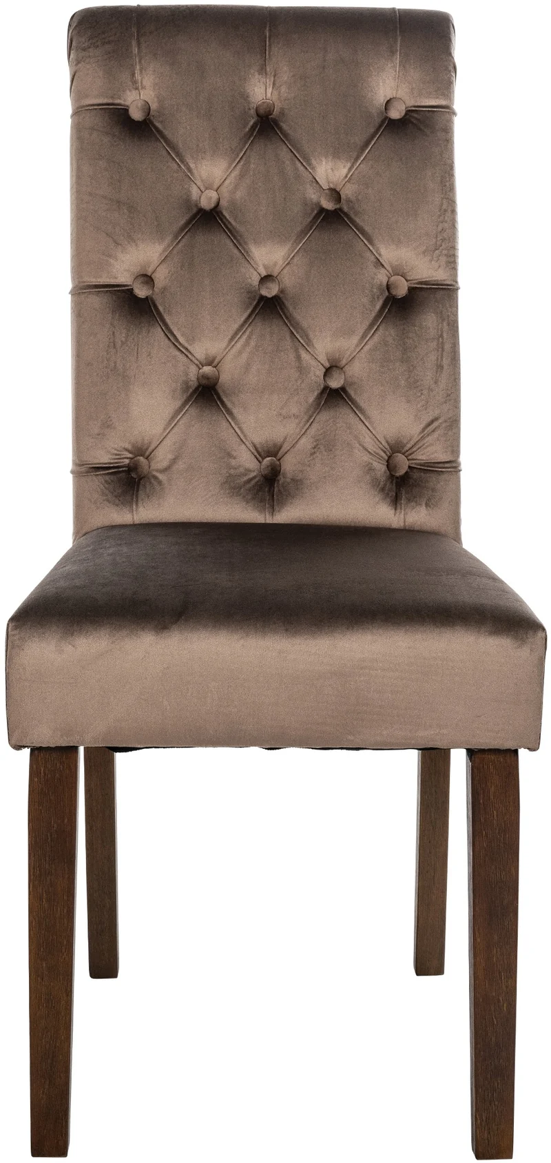 Chaise de salle à manger x1 élégance capitonnée et confort en velours marron cadre en bois marron foncé 10_0007209