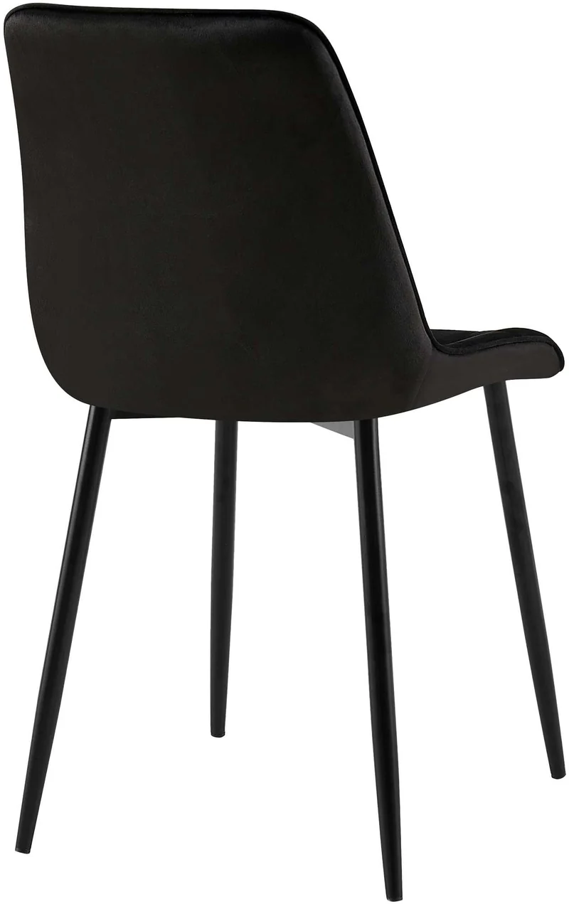 Chaise de salle à manger x1 coutures décoratives carrées en velours noir cadre métal noir 10_0007204