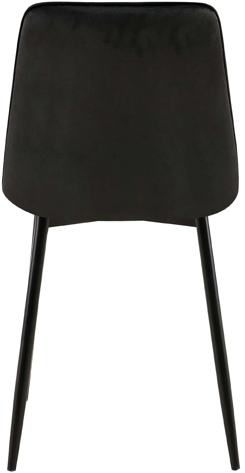 Chaise de salle à manger x1 coutures décoratives carrées en velours noir cadre métal noir 10_0007204