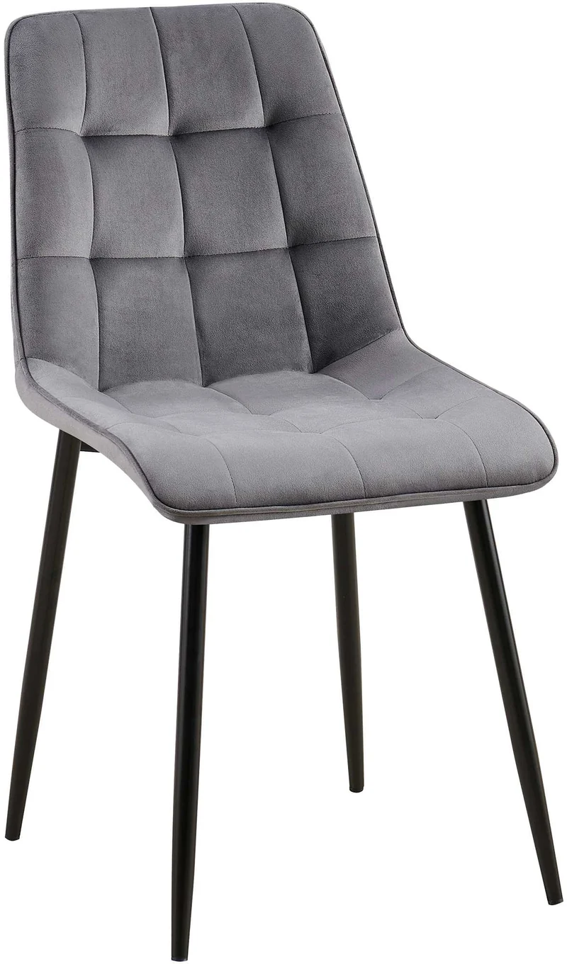 Chaise de salle à manger x1 coutures décoratives carrées en velours gris foncé cadre métal noir 10_0007202