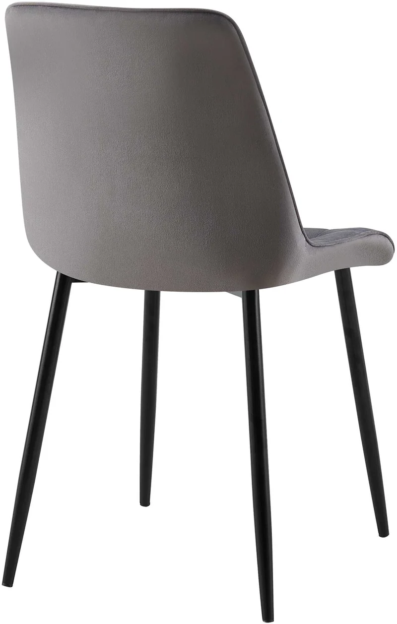 Chaise de salle à manger x1 coutures décoratives carrées en velours gris foncé cadre métal noir 10_0007202