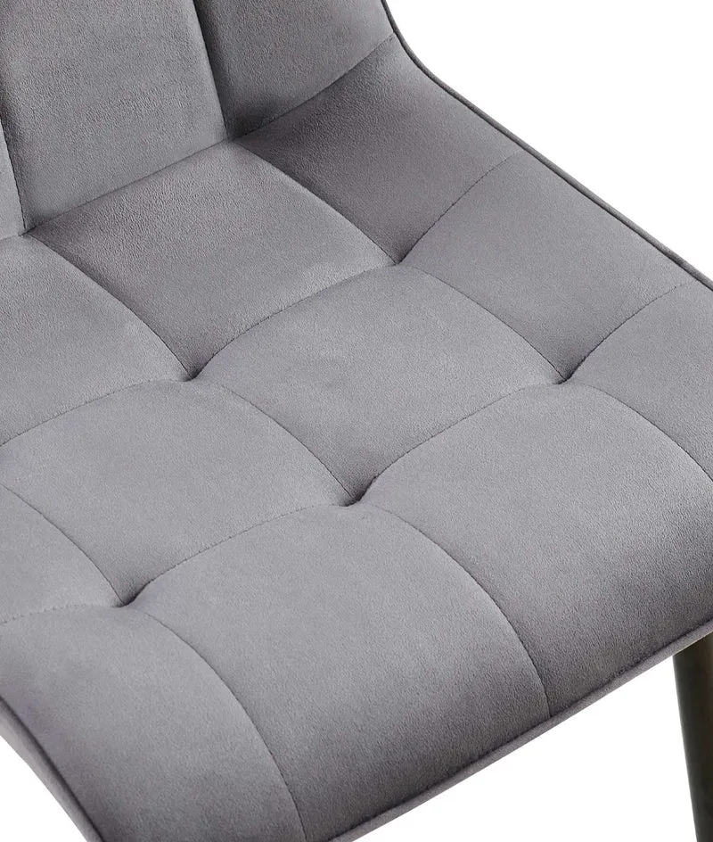 Chaise de salle à manger x1 coutures décoratives carrées en velours gris foncé cadre métal noir 10_0007202