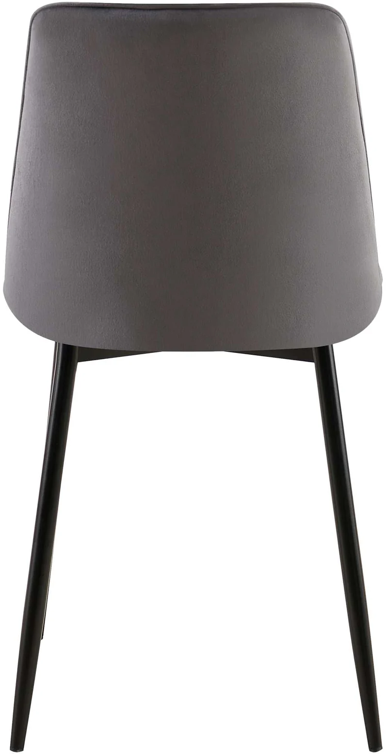 Chaise de salle à manger x1 coutures décoratives carrées en velours gris foncé cadre métal noir 10_0007202