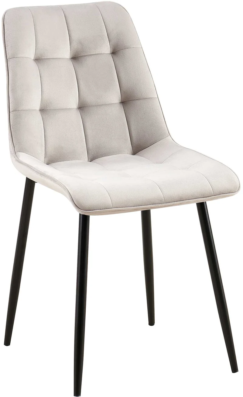 Chaise de salle à manger x1 coutures décoratives carrées en velours gris cadre métal noir 10_0007201