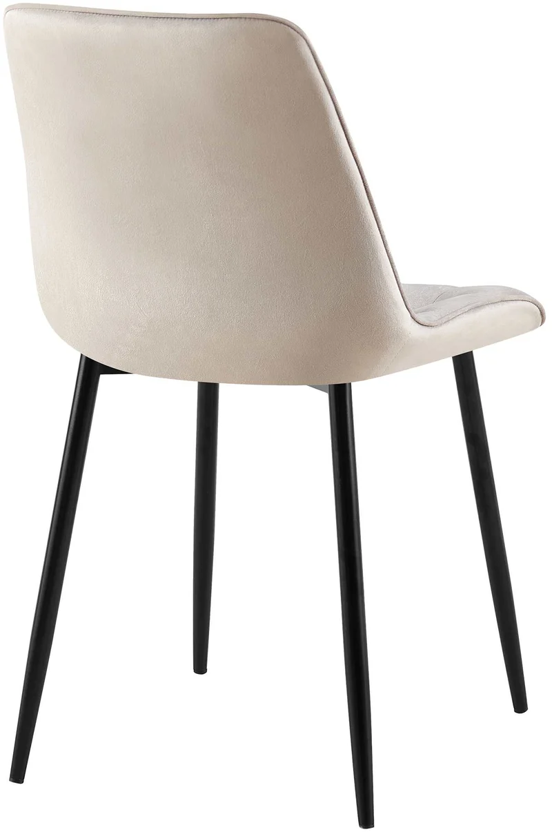 Chaise de salle à manger x1 coutures décoratives carrées en velours gris cadre métal noir 10_0007201