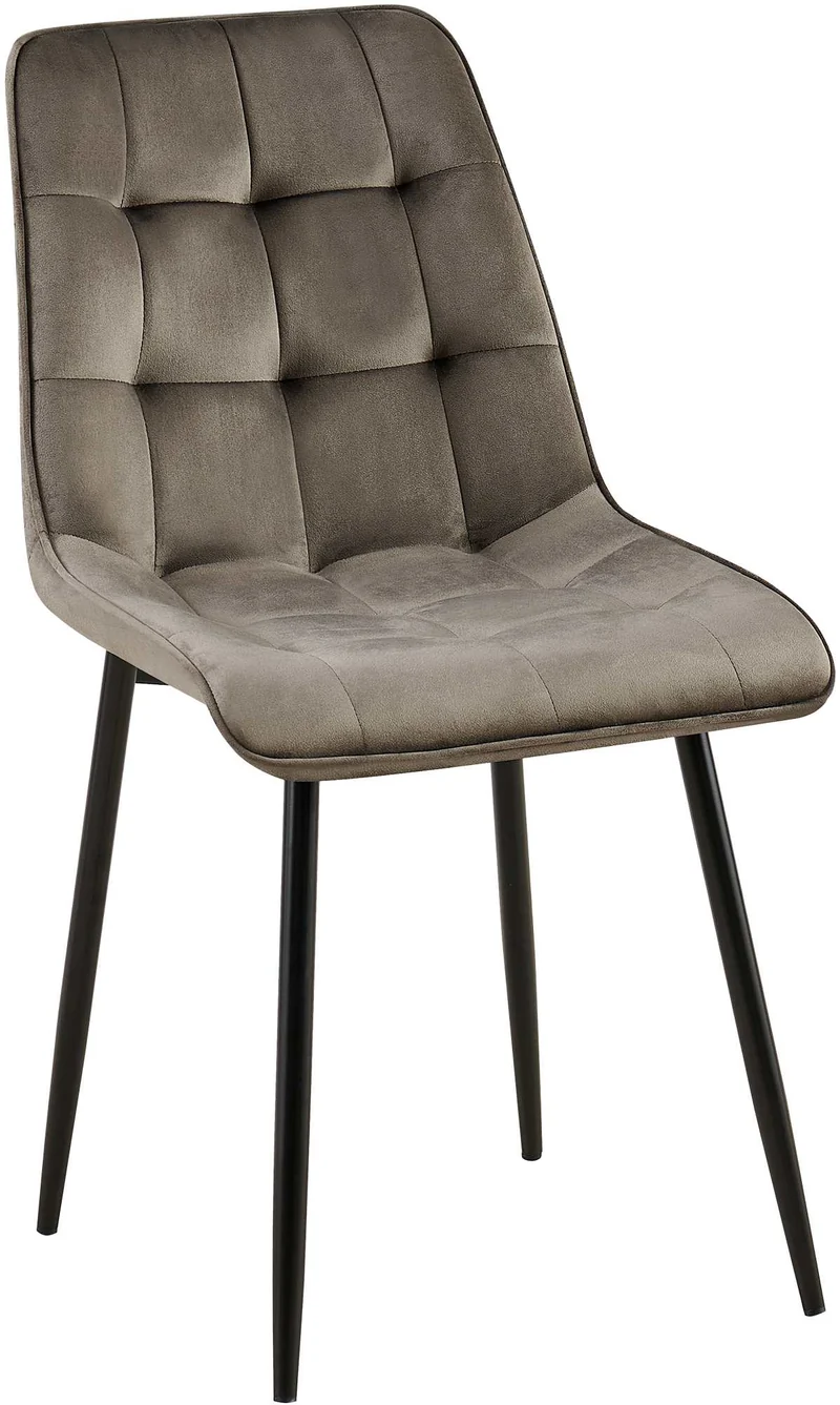Chaise de salle à manger x1 coutures décoratives carrées en velours anthracite cadre métal noir 10_0007200