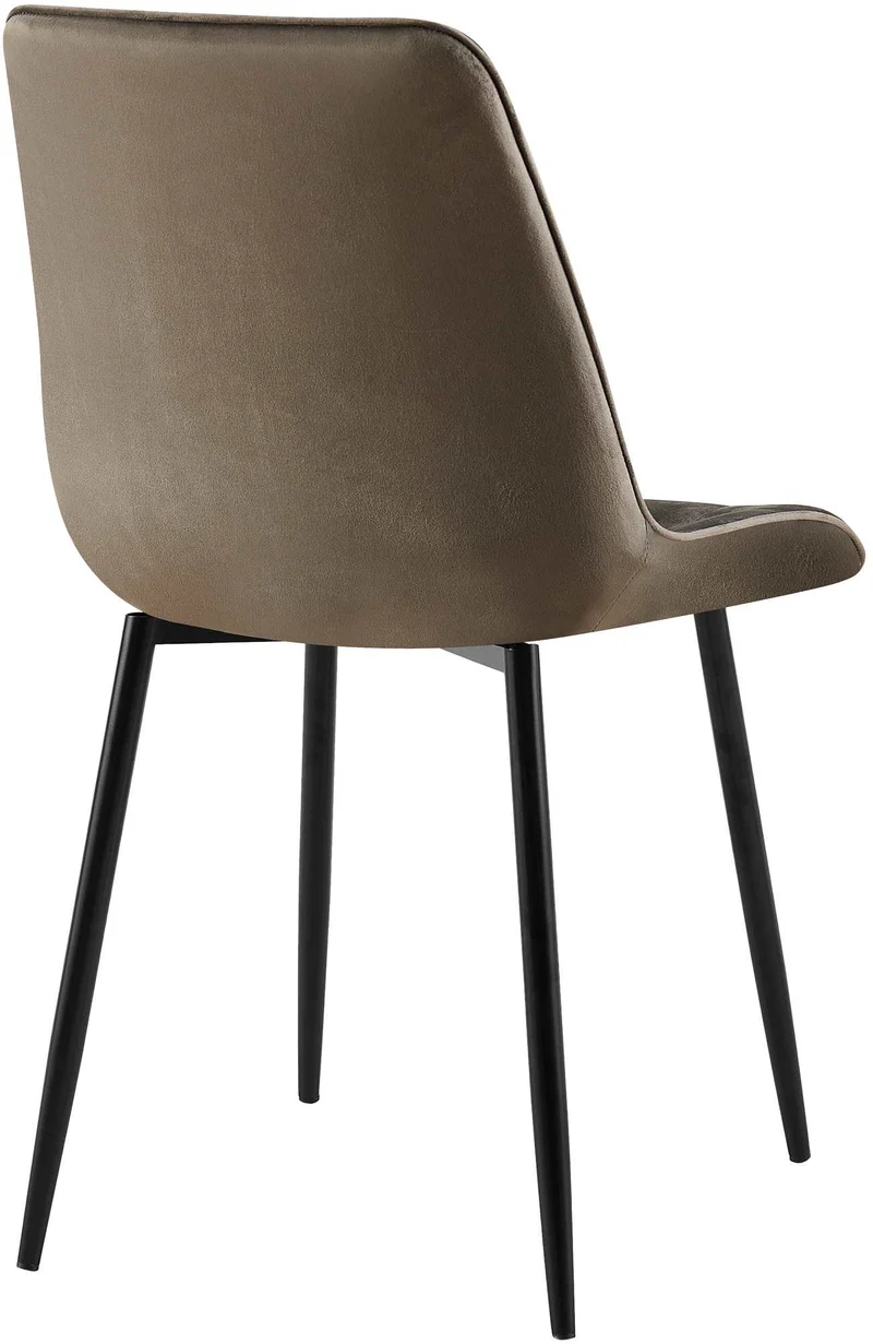 Chaise de salle à manger x1 coutures décoratives carrées en velours anthracite cadre métal noir 10_0007200