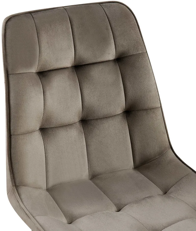 Chaise de salle à manger x1 coutures décoratives carrées en velours anthracite cadre métal noir 10_0007200