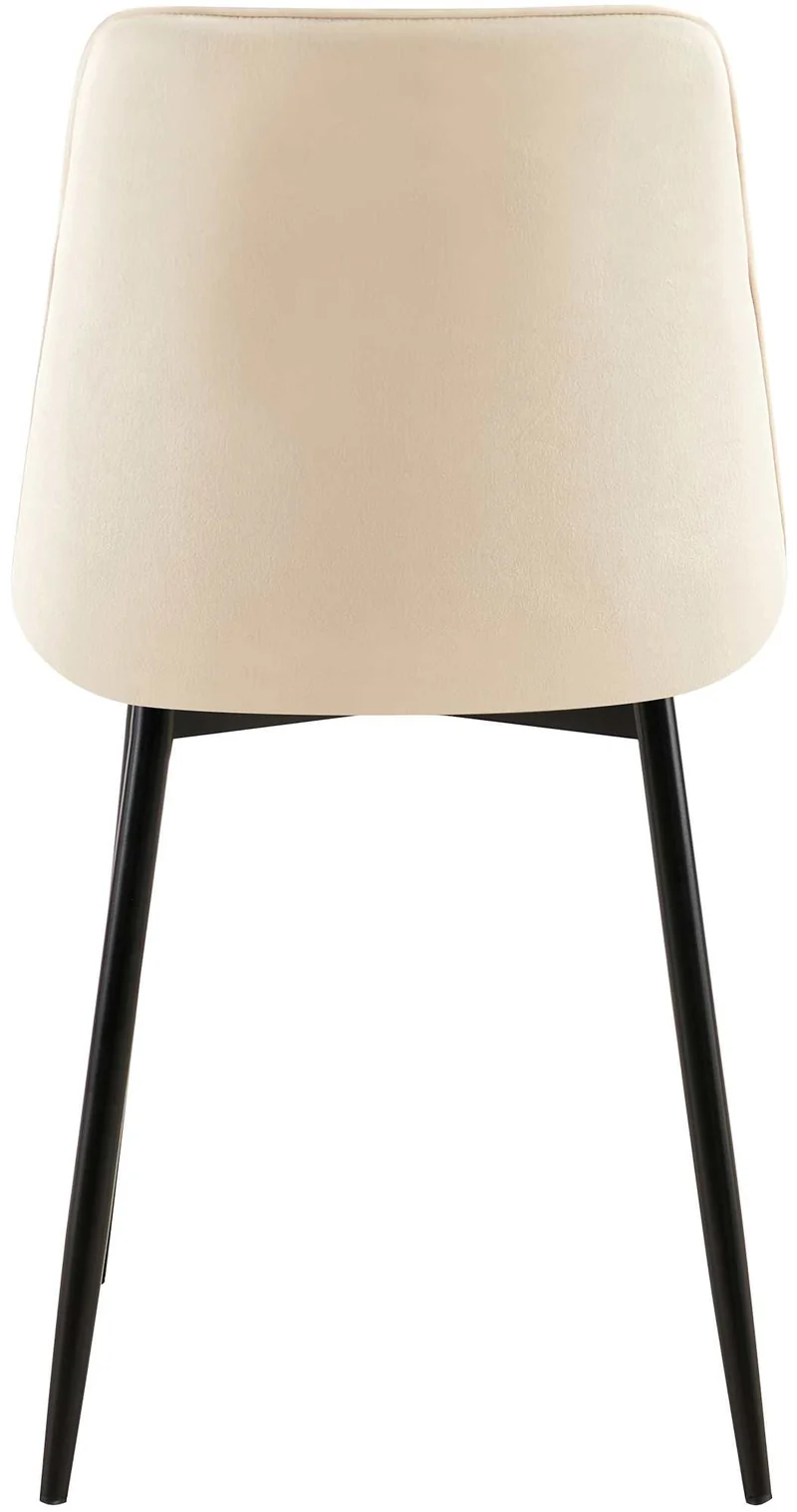 Chaise de salle à manger x1 coutures décoratives carrées en velours crème cadre métal noir 10_0007199