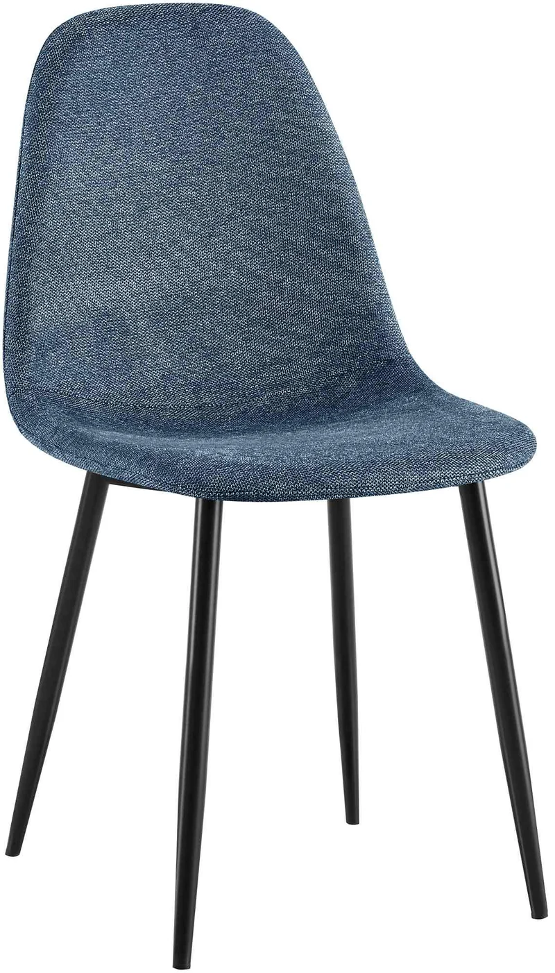 Chaise de salle à manger x1 confort rembourré & design moderne en tissu bleu foncé cadre en métal noir 10_0007169