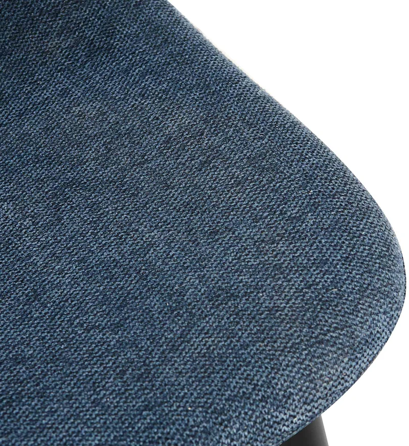 Chaise de salle à manger x1 confort rembourré & design moderne en tissu bleu foncé cadre en métal noir 10_0007169