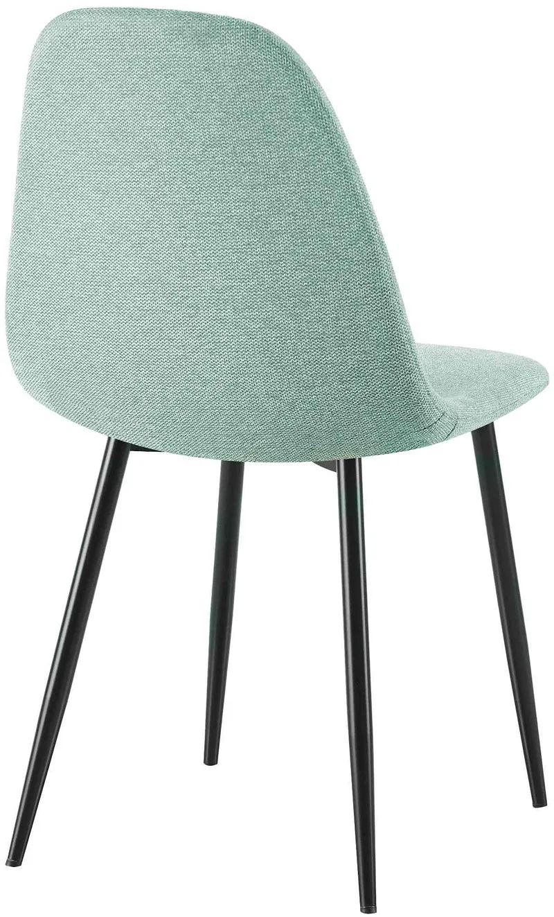 Chaise de salle à manger x1 confort rembourré & design moderne en tissu vert clair cadre en métal noir 10_0007168