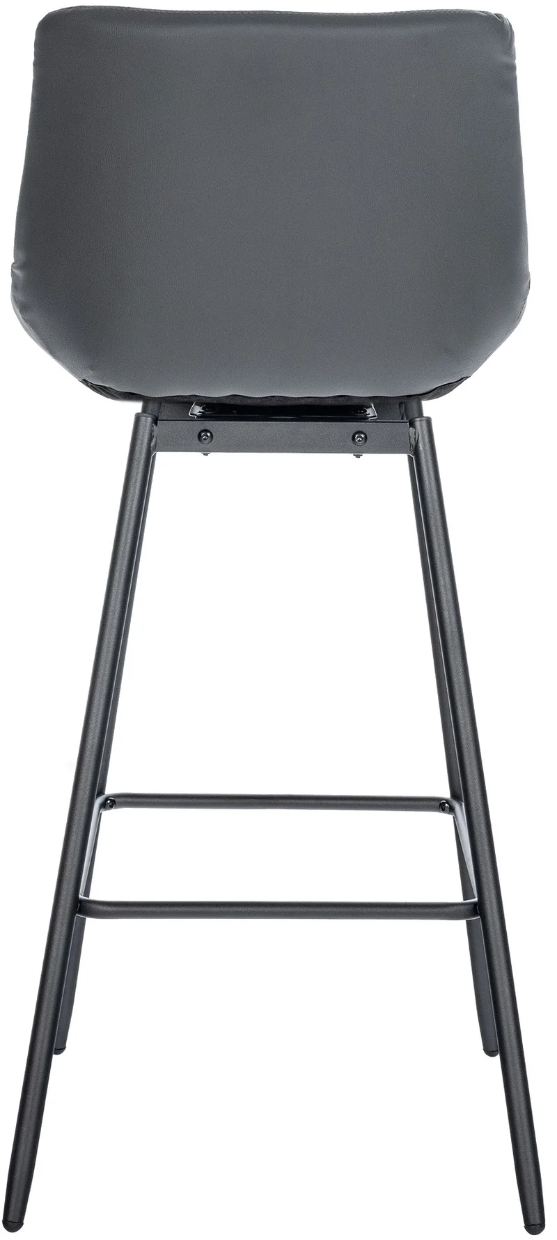 Tabouret de bar pivotant x1 avec repose-pieds revêtement en PVC gris foncé piètement à quatre pieds en métal noir 10_0005467