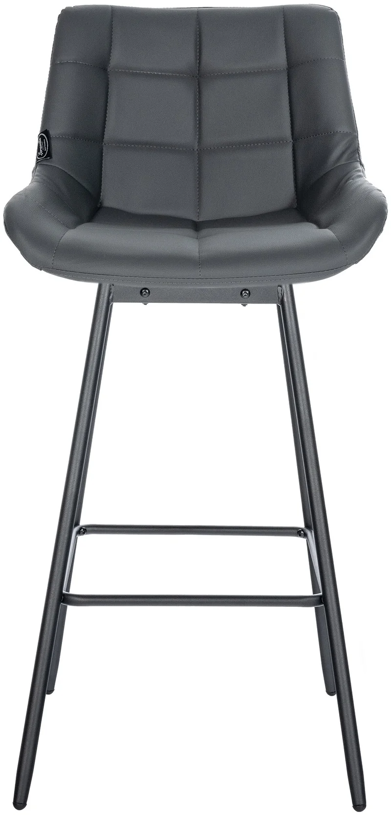 Tabouret de bar pivotant x1 avec repose-pieds revêtement en PVC gris foncé piètement à quatre pieds en métal noir 10_0005467