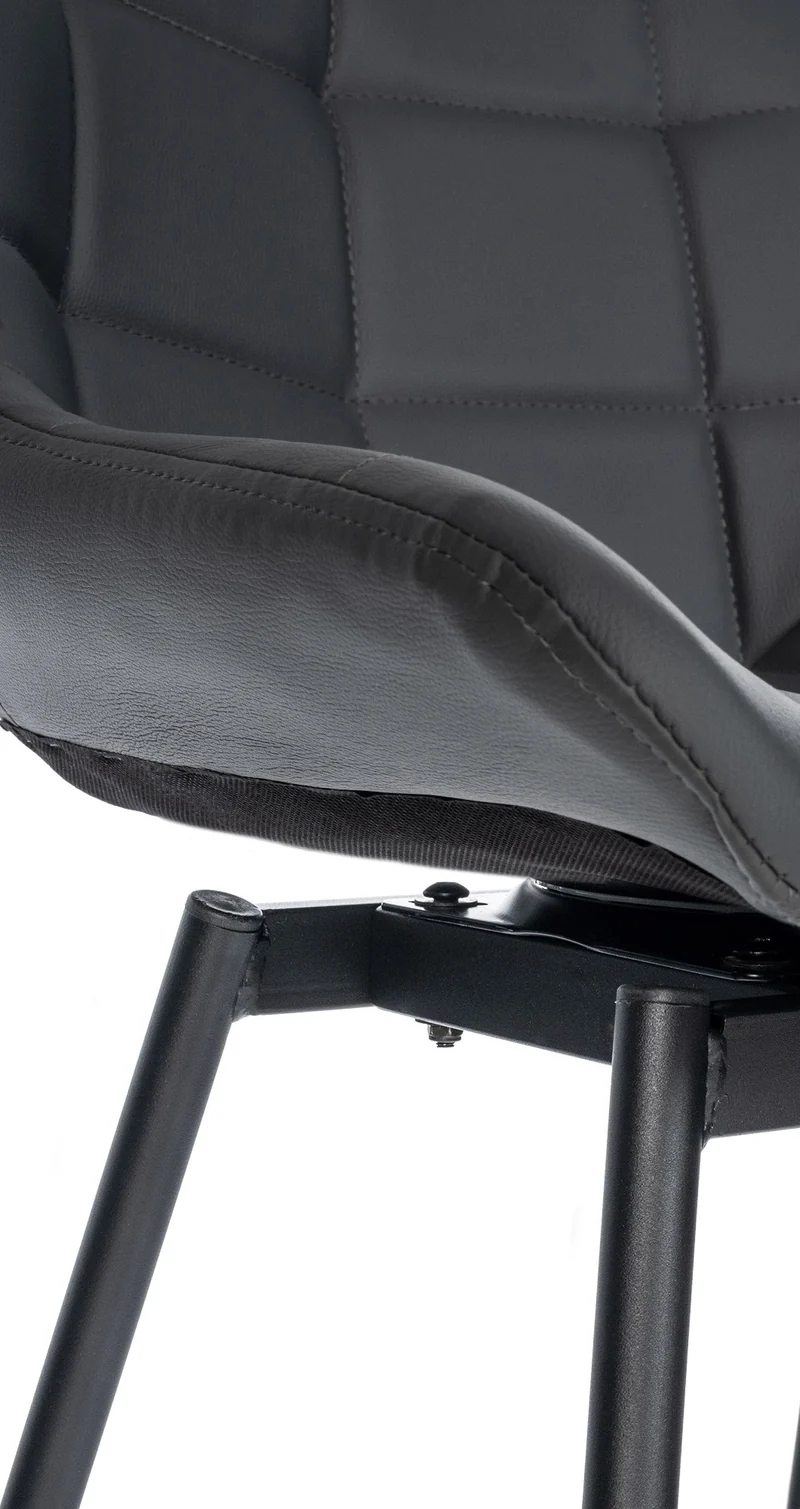 Tabouret de bar pivotant x1 avec repose-pieds revêtement en PVC gris foncé piètement à quatre pieds en métal noir 10_0005467
