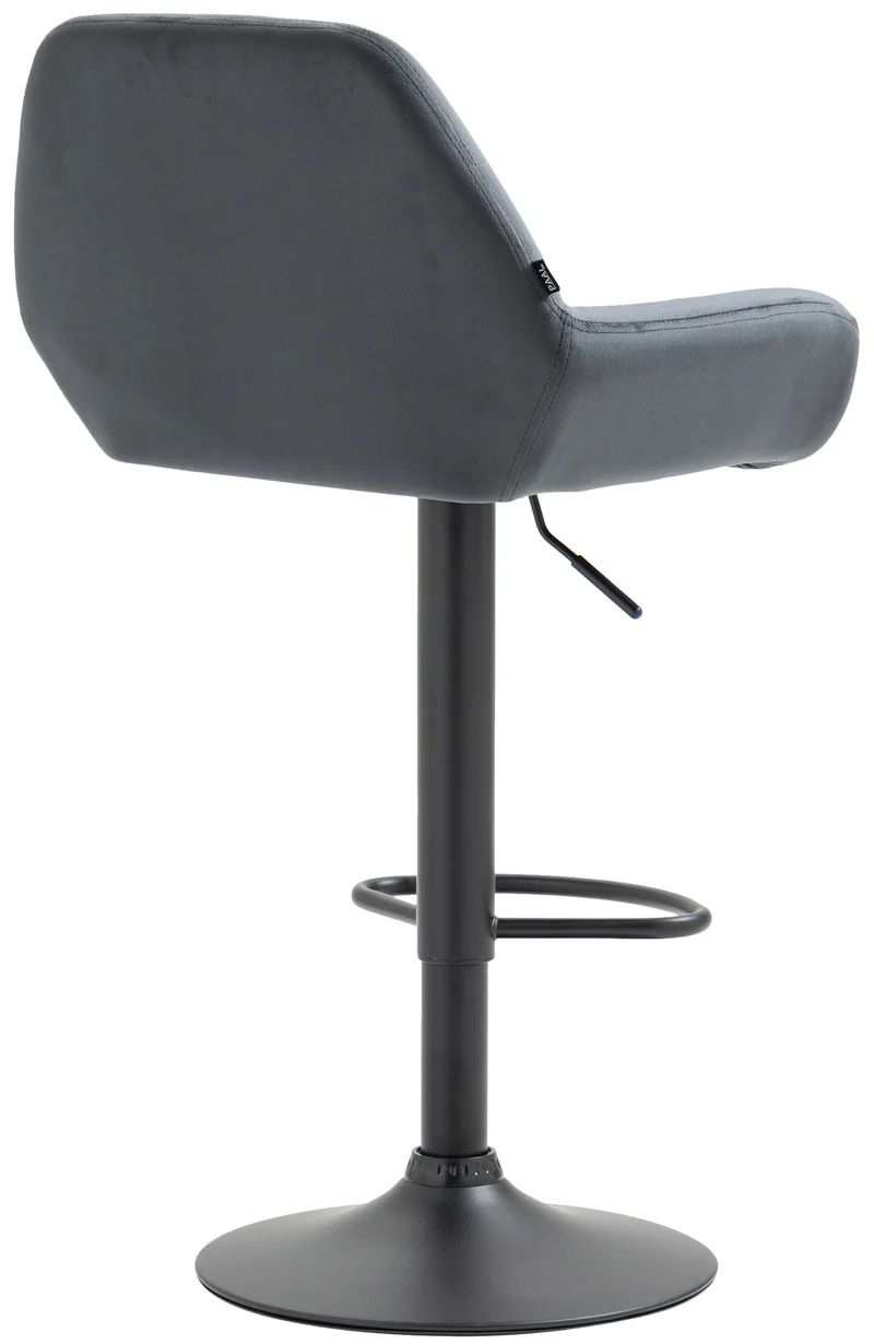 Lot de 2 tabourets de bar repose-pieds en forme d'arc en métal noir assise en velours gris foncé 10_0004034