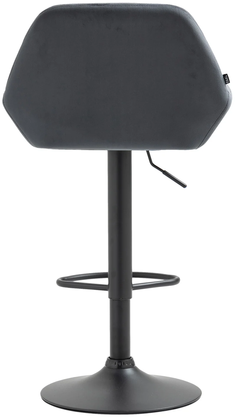 Lot de 2 tabourets de bar repose-pieds en forme d'arc en métal noir assise en velours gris foncé 10_0004034