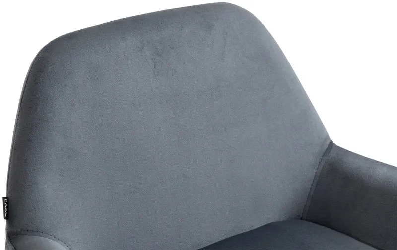 Lot de 2 tabourets de bar repose-pieds en forme d'arc en métal noir assise en velours gris foncé 10_0004034