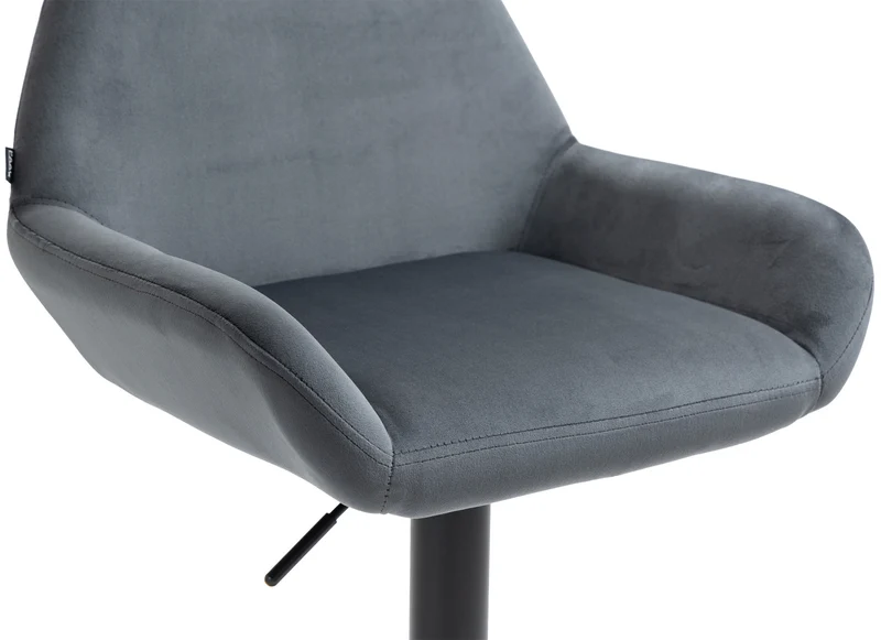 Lot de 2 tabourets de bar repose-pieds en forme d'arc en métal noir assise en velours gris foncé 10_0004034