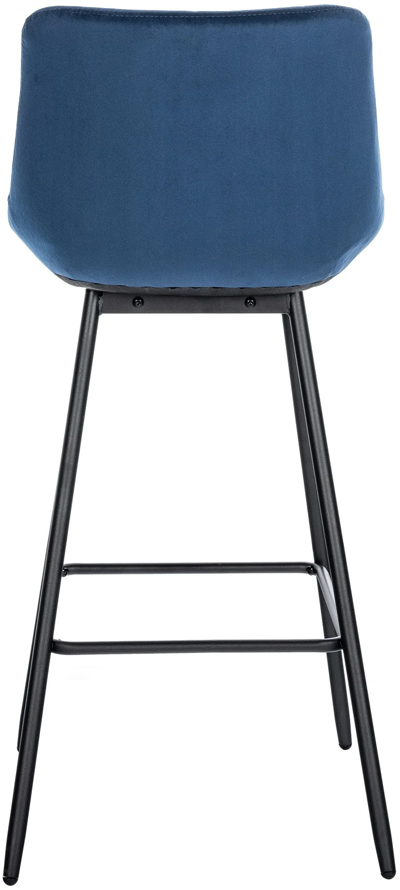 Tabouret de bar x1 avec repose-pieds revêtement en velours bleu piètement à quatre pieds en métal noir 10_0005462