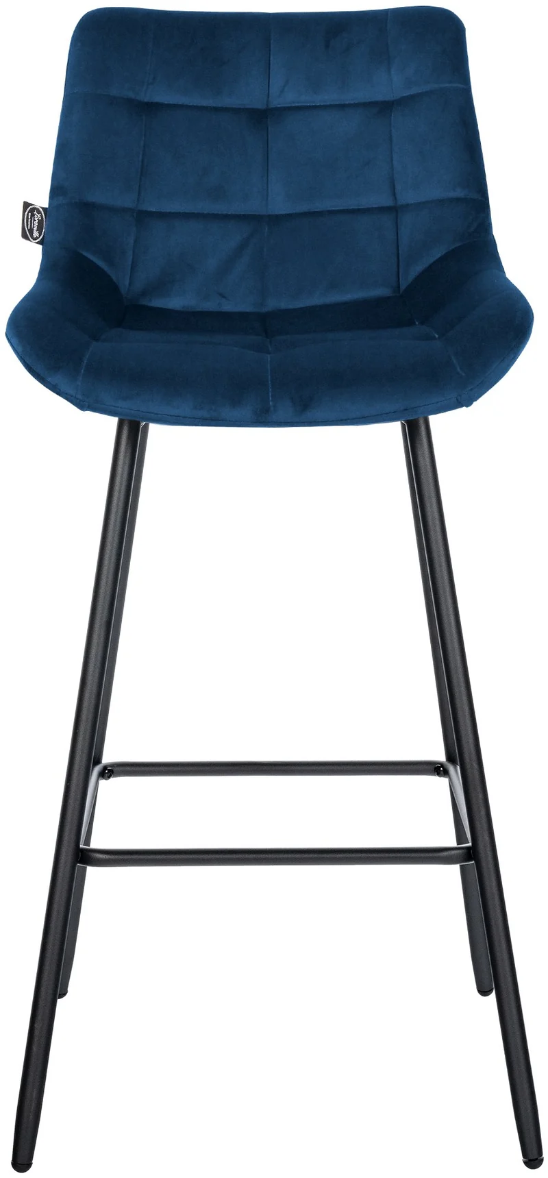 Tabouret de bar x1 avec repose-pieds revêtement en velours bleu piètement à quatre pieds en métal noir 10_0005462