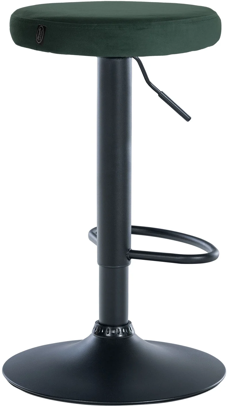 Tabouret de bar x1 design simple hauteur réglable revêtement en velours vert pieds en métal noir 10_0005354