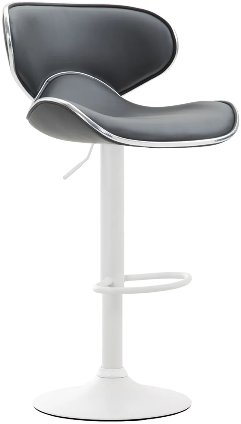 Lot de 2 tabourets de bar design contemporain pieds en métal blanc mat assise en synthétique gris 10_0000350