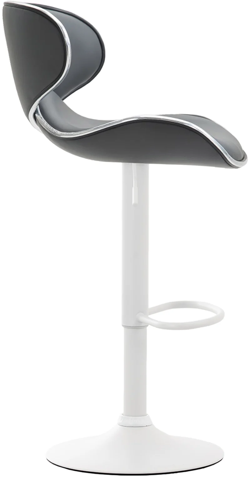 Lot de 2 tabourets de bar design contemporain pieds en métal blanc mat assise en synthétique gris 10_0000350