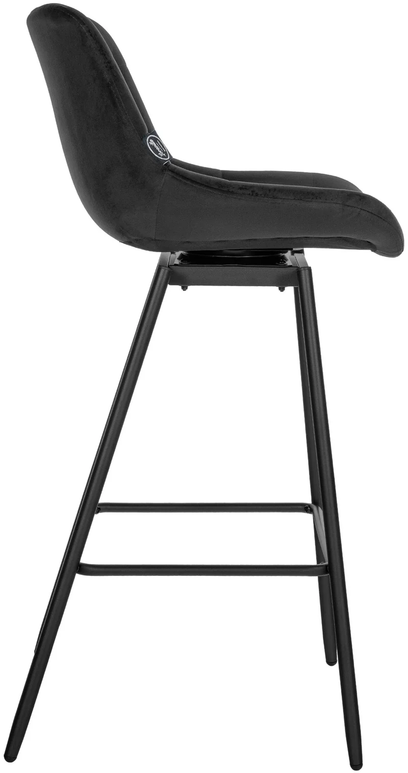 Tabouret de bar pivotant x1 avec repose-pieds revêtement en velours noir piètement à quatre pieds en métal noir 10_0005477